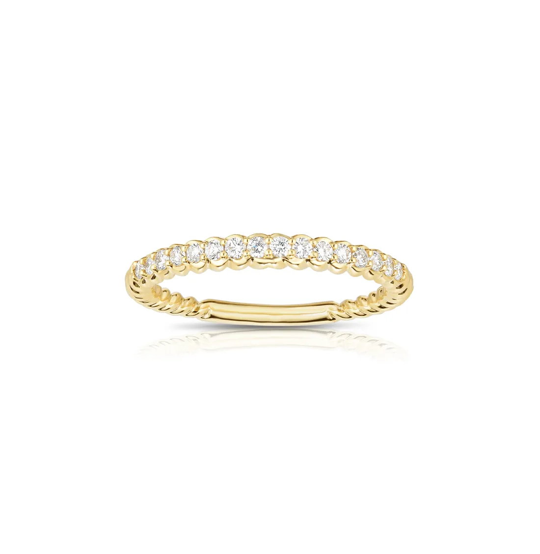 Sabel Collection Yellow Gold Cable and Diamond Stacking Ring