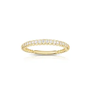 Sabel Collection Yellow Gold Cable and Diamond Stacking Ring