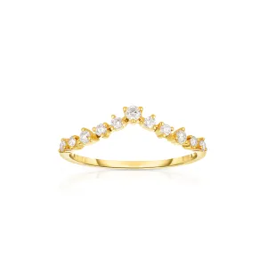 Sabel Collection Yellow Gold Diamond V Stacking Ring