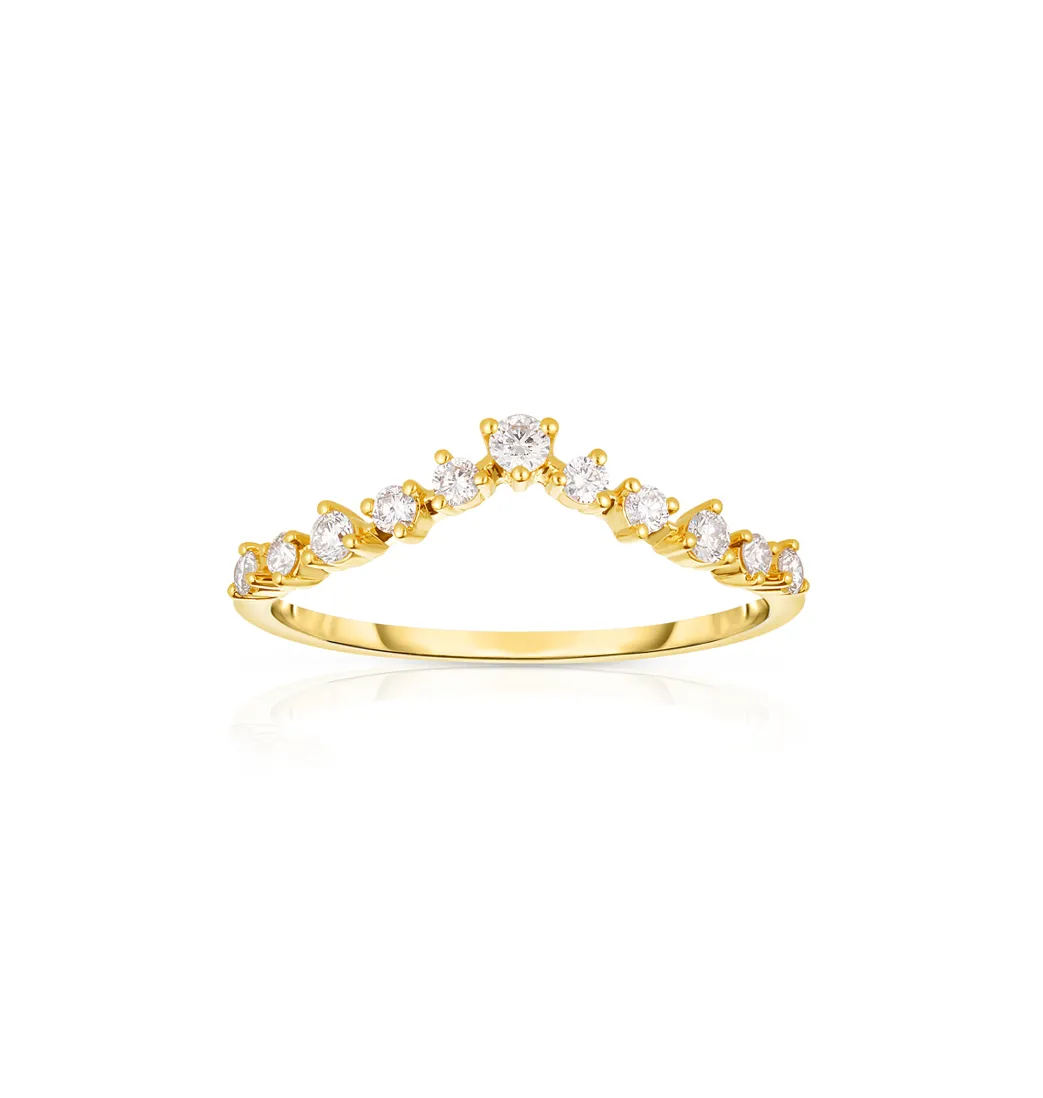 Sabel Collection Yellow Gold Diamond V Stacking Ring