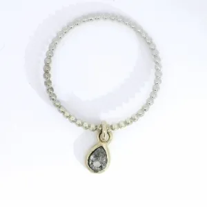 Salt & Pepper Diamond Gold Charm Ring