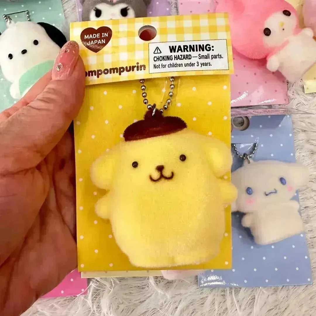 Sanrio Flocking Mascot Squishy Toy Keychain