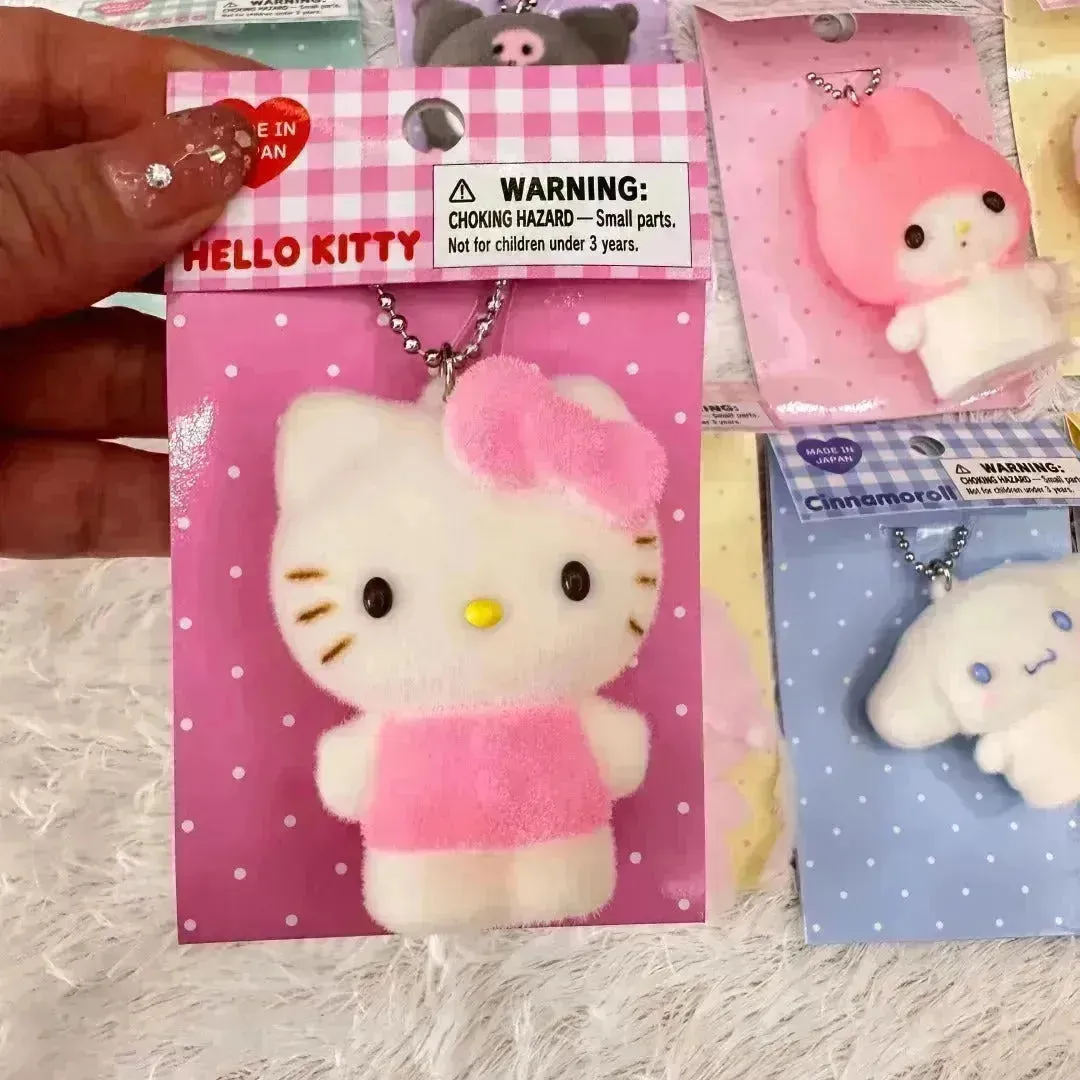 Sanrio Flocking Mascot Squishy Toy Keychain
