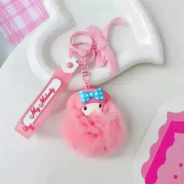 Sanrio Pom Pom Doll Face Keychains