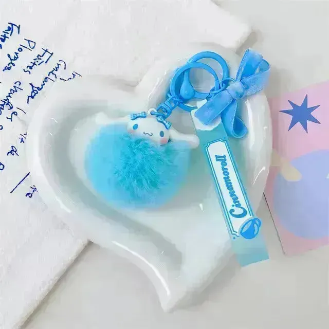 Sanrio Pom Pom Doll Face Keychains