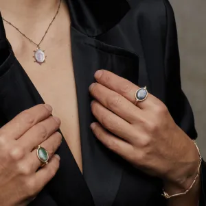 Saturn Jade Adjustable Ring
