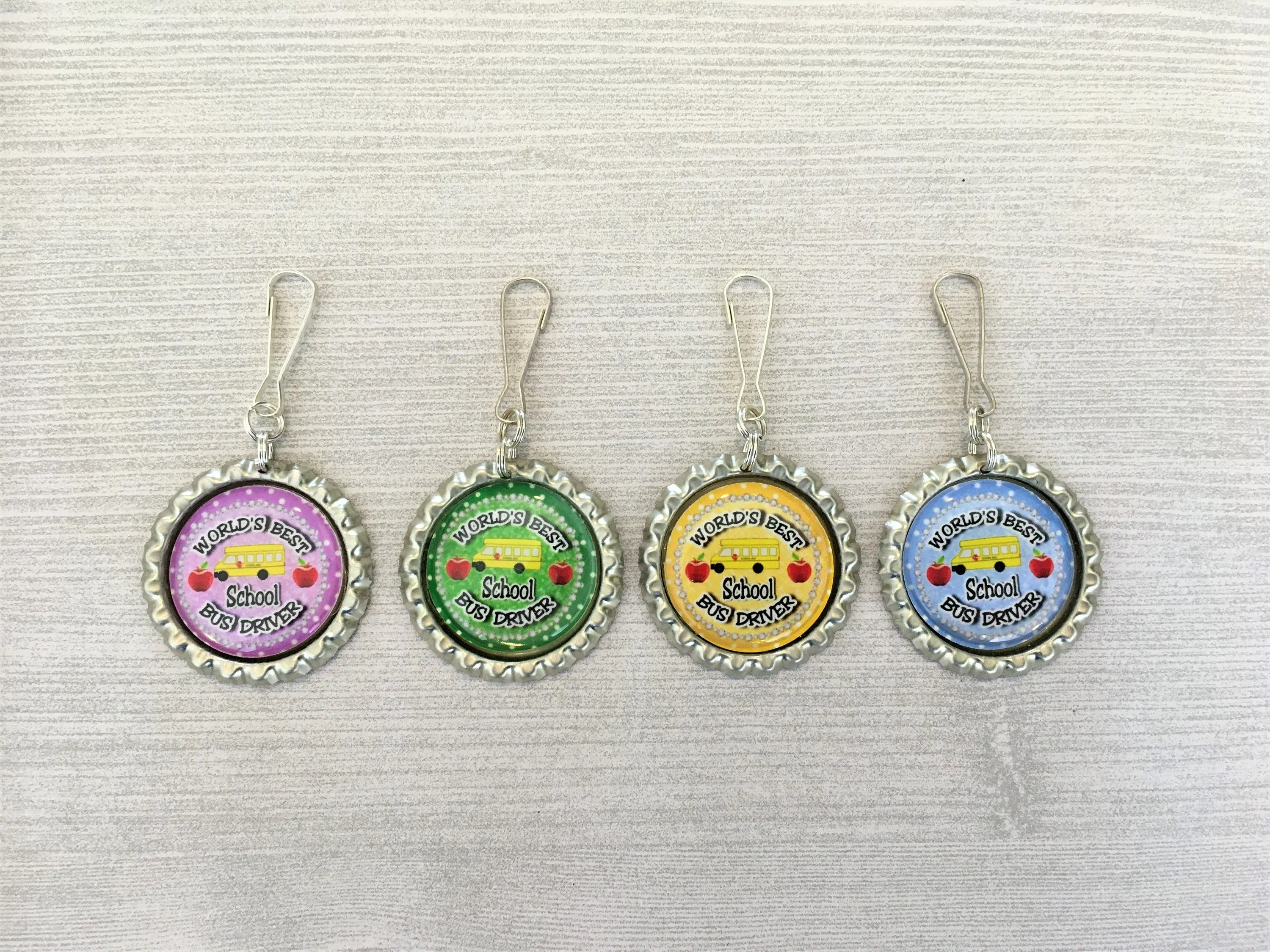 School Bus Driver Zipper Pull Charms