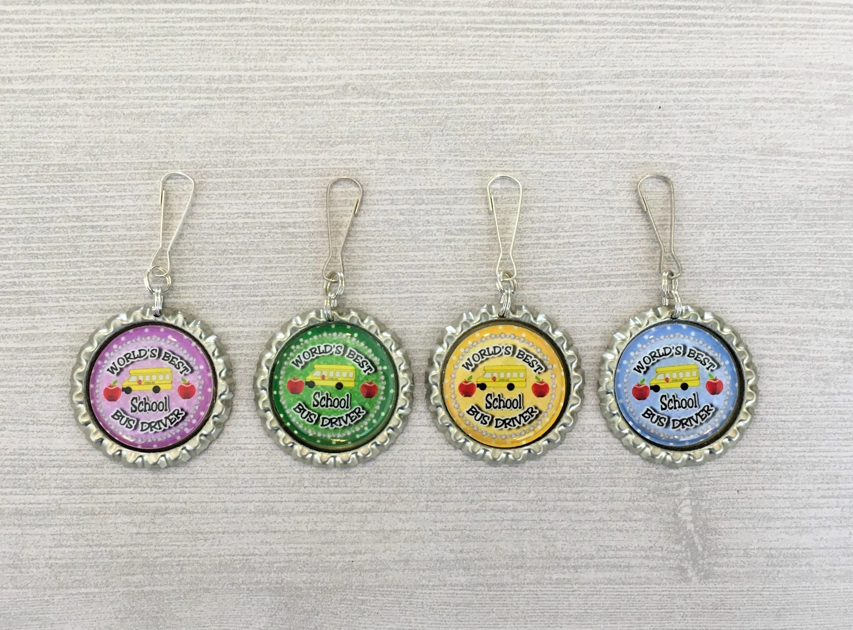 School Bus Driver Zipper Pull Charms