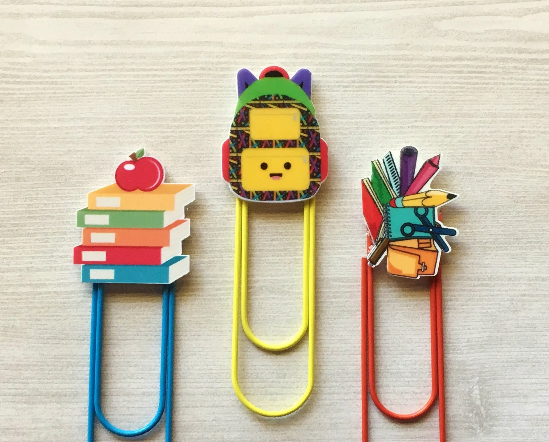 School Themed Planner Clips, Set of 3