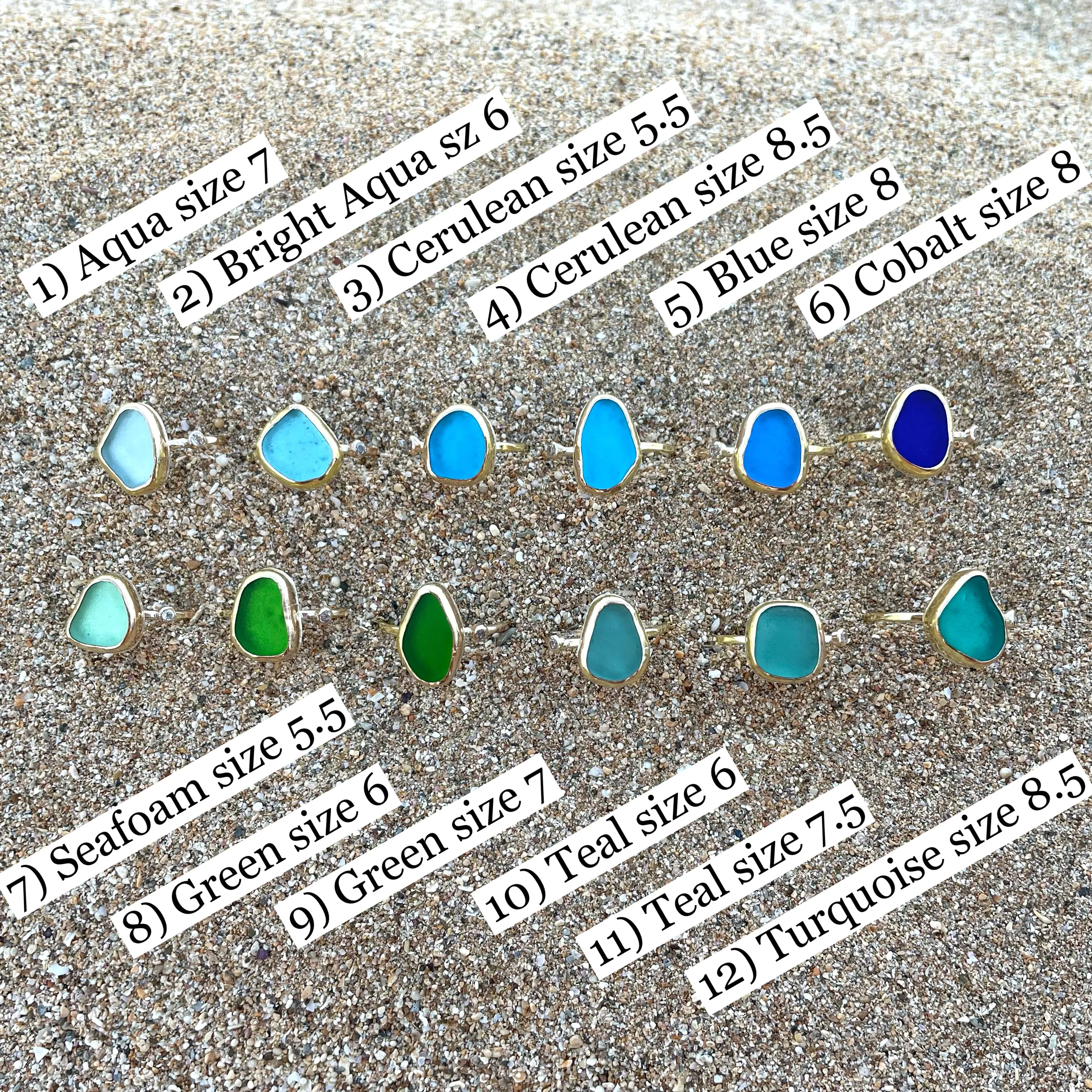 Sea Glass with White Topaz Ring