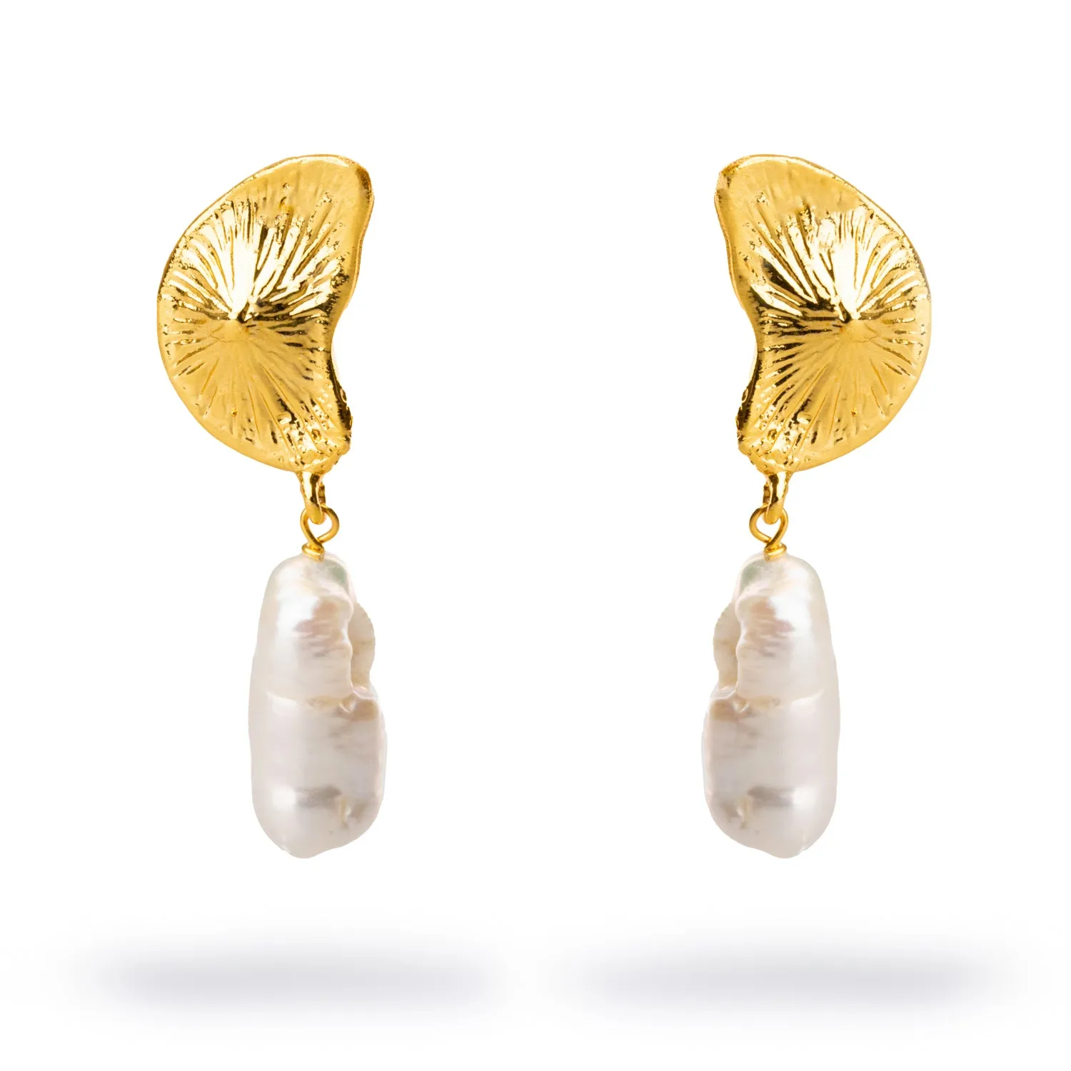 Sea Shell Design Pearl Dangle Earrings