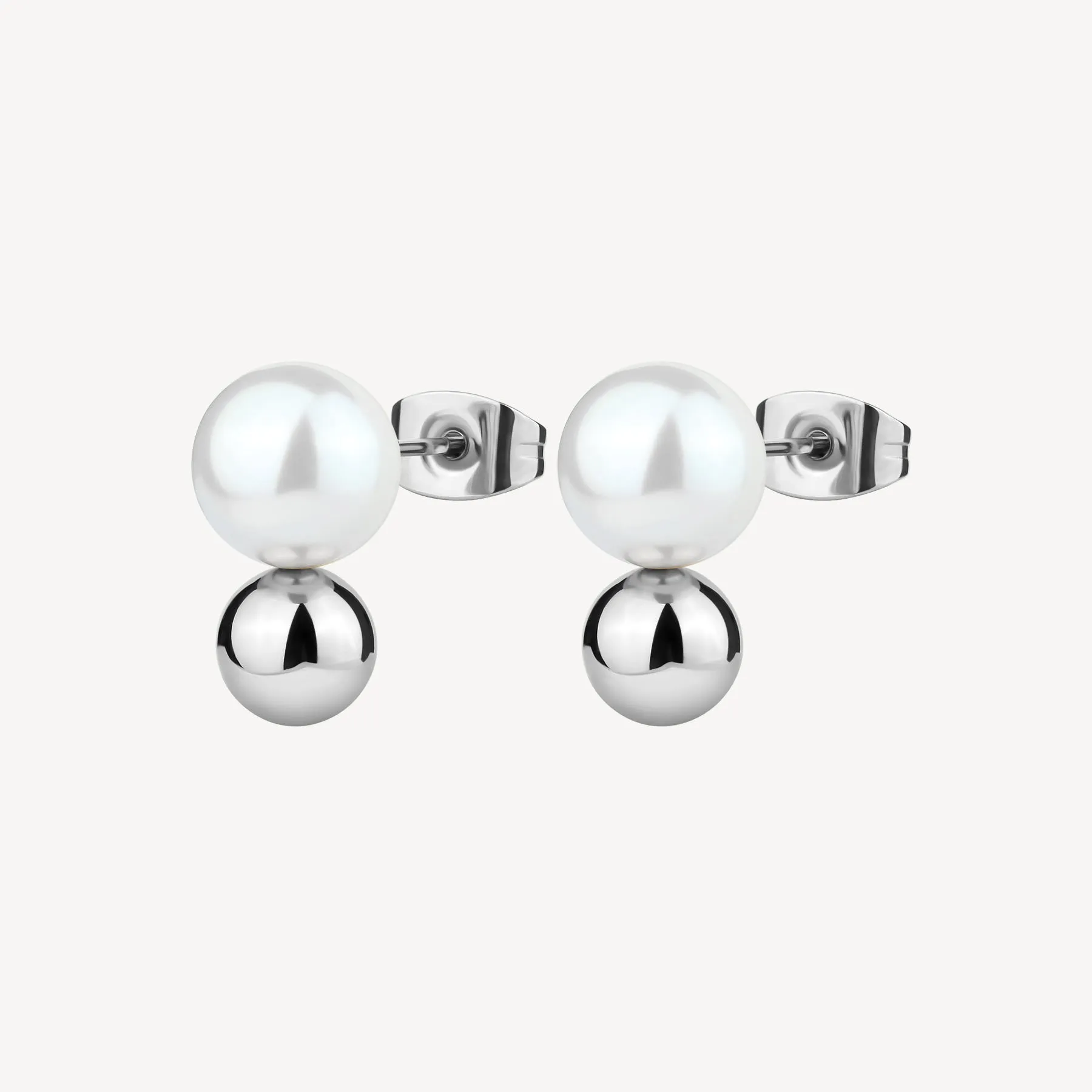 Sea-Shell Pearl and Bead Earrings in Stainless Steel