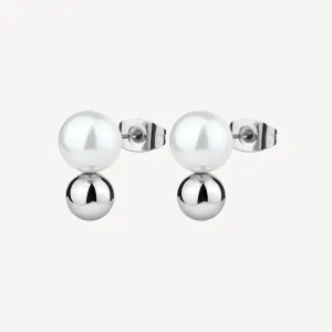 Sea-Shell Pearl and Bead Earrings in Stainless Steel