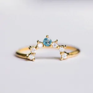 Selena Stacking Ring with London Blue Topaz and Moissanite