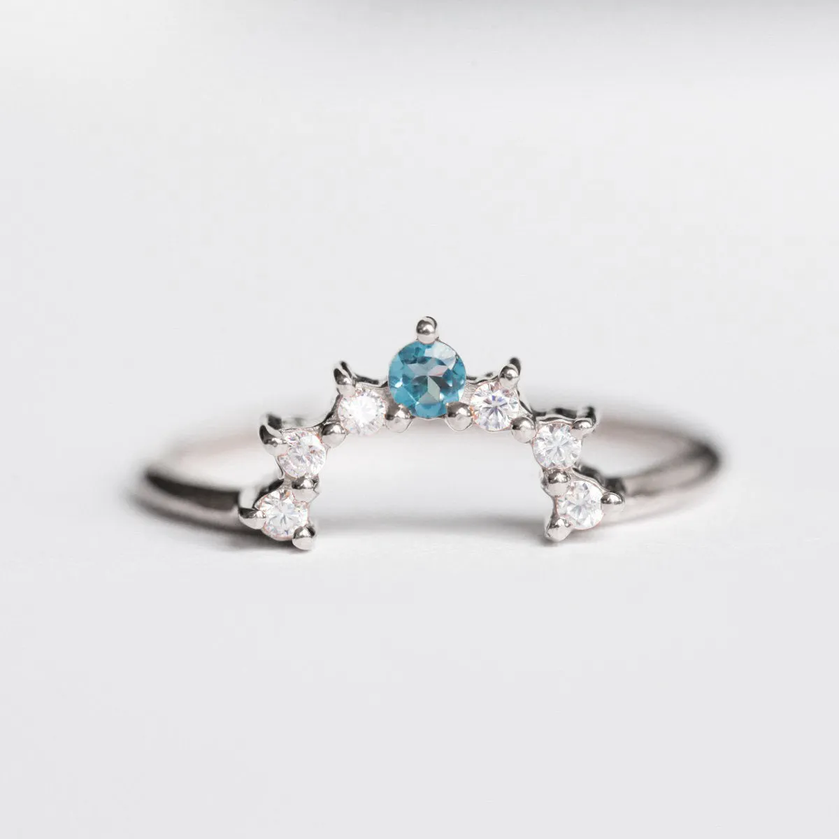 Selena Stacking Ring with London Blue Topaz and Moissanite