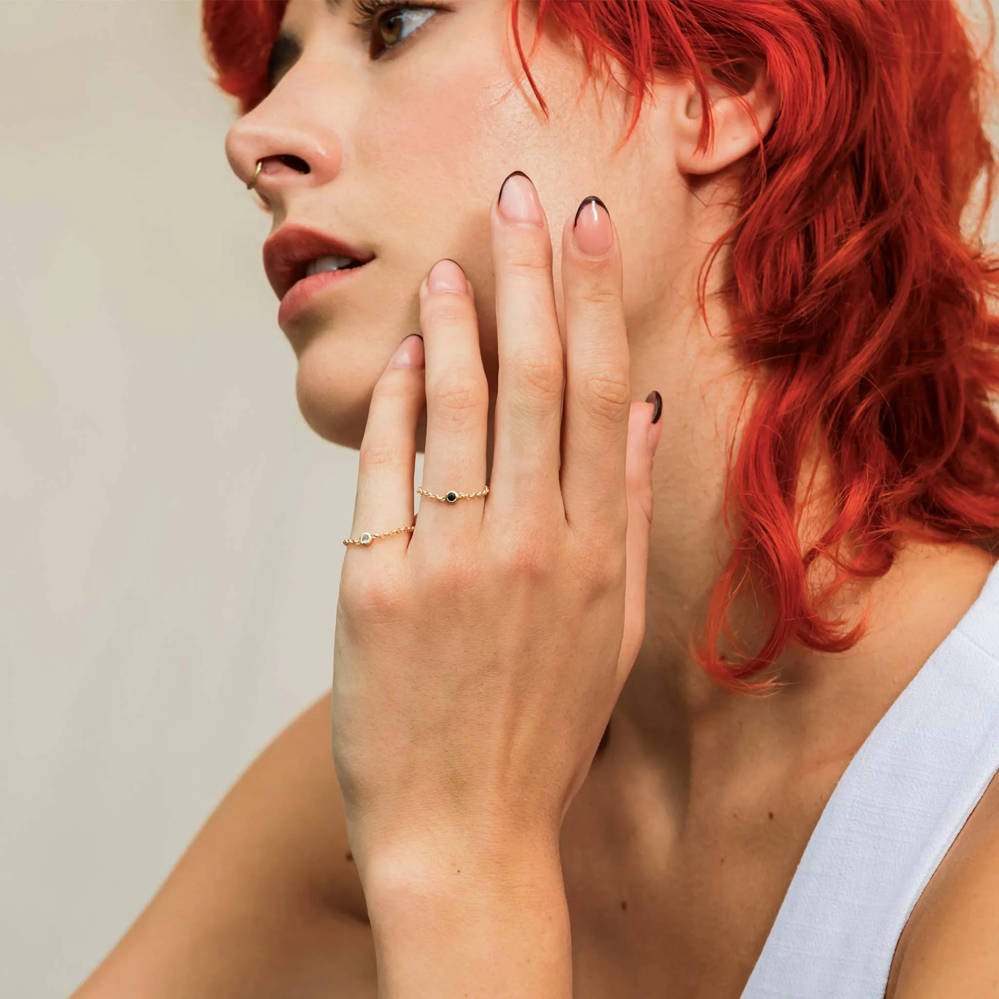 September Sapphire Birthstone Chain Link Ring