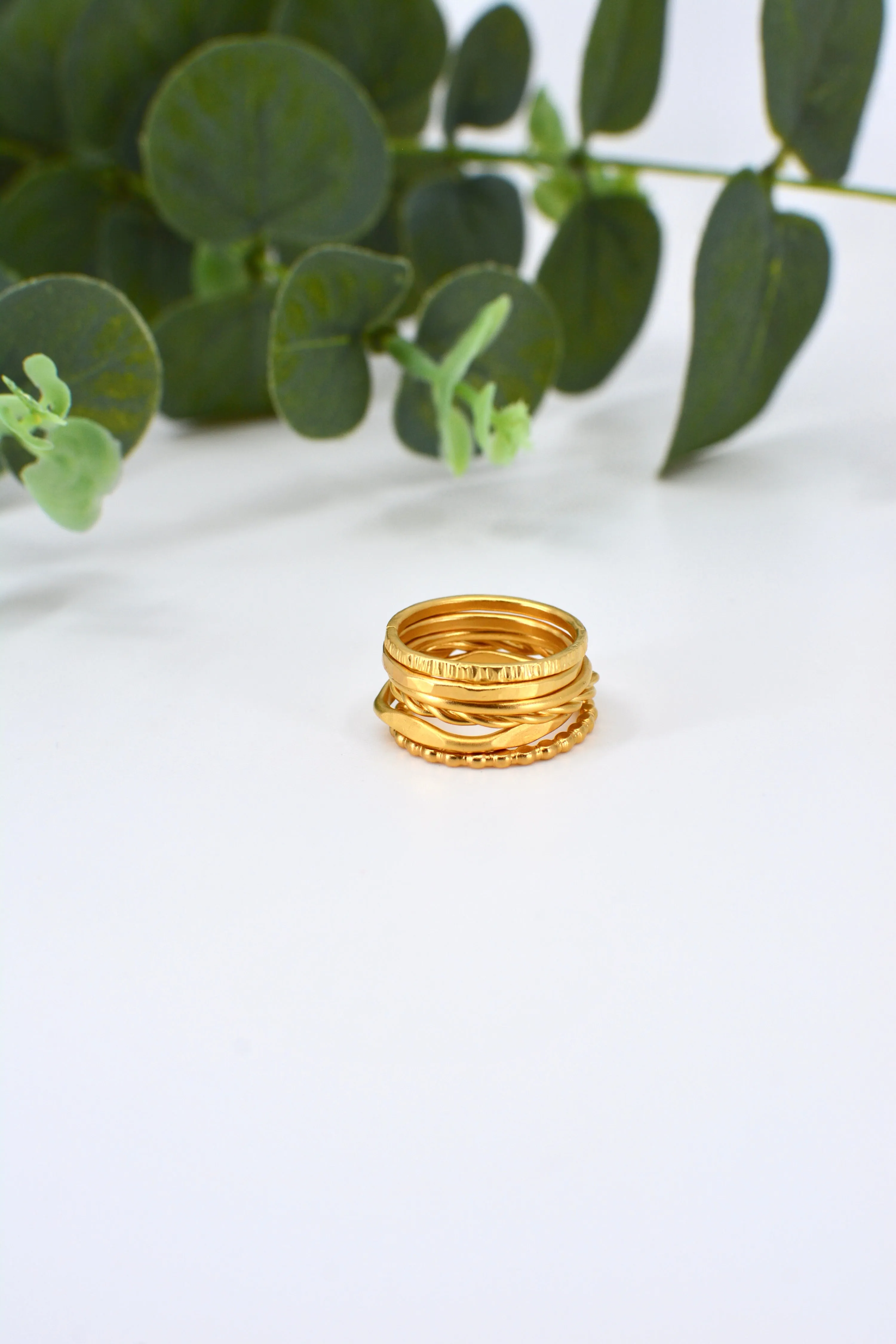 Set of 3 Customizable Gold Vermeil Stacking Rings