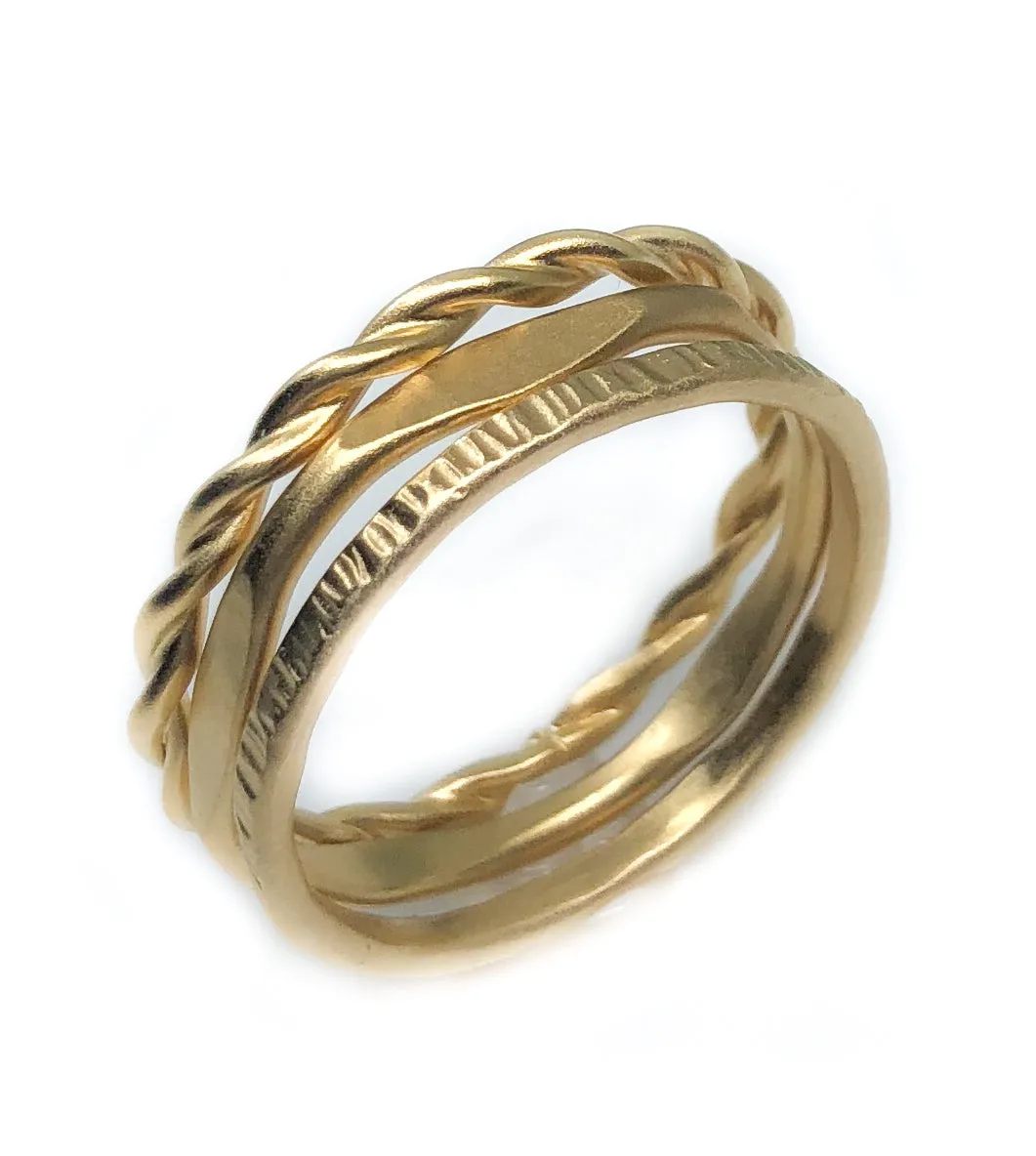 Set of 3 Customizable Gold Vermeil Stacking Rings