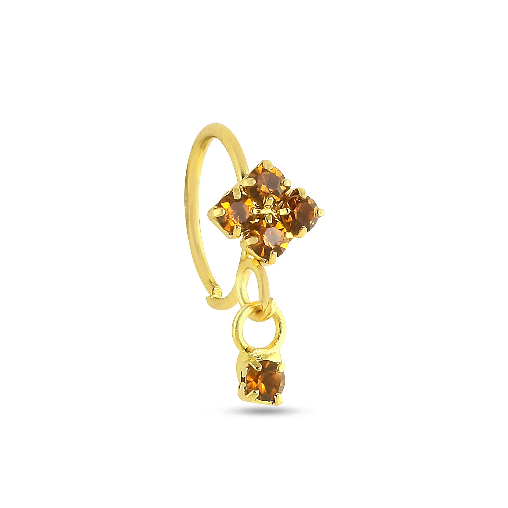 Set of 6 of 4 Diamonds and Dangling End Nose Rings
