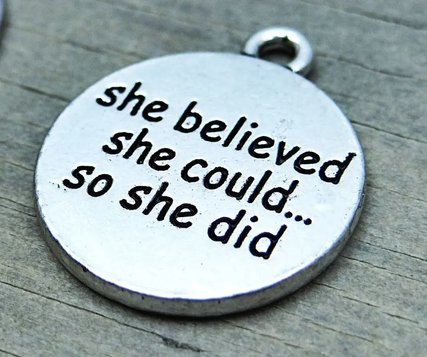 She believed she could so she did charm, she believed charm, wholesale charm, alloy charm