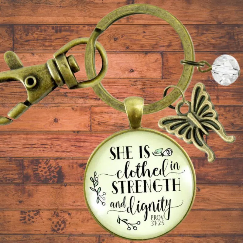 She Is Clothed In Strength & Dignity Keychain