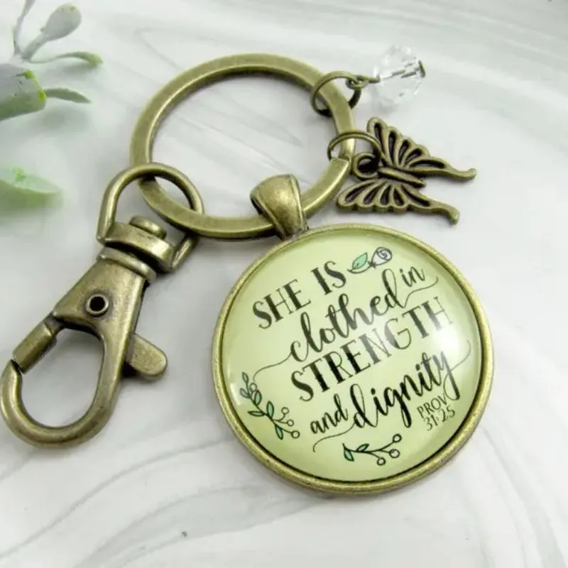 She Is Clothed In Strength & Dignity Keychain