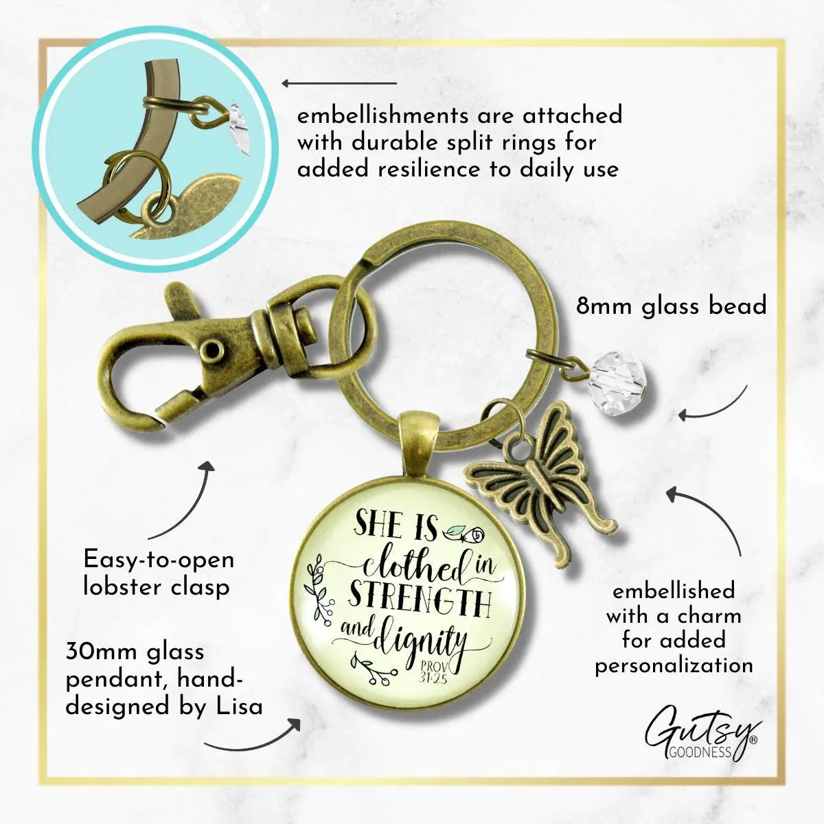 She Is Clothed In Strength & Dignity Keychain