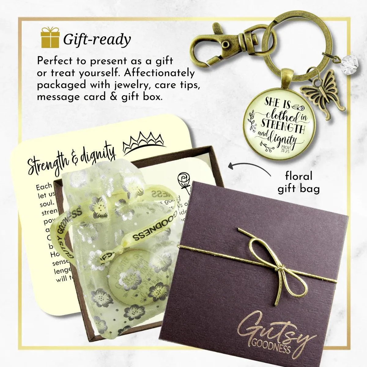 She Is Clothed In Strength & Dignity Keychain