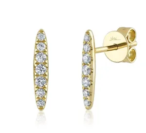 Shy Creation 14K Yellow Gold Diamond Line Bar Studs