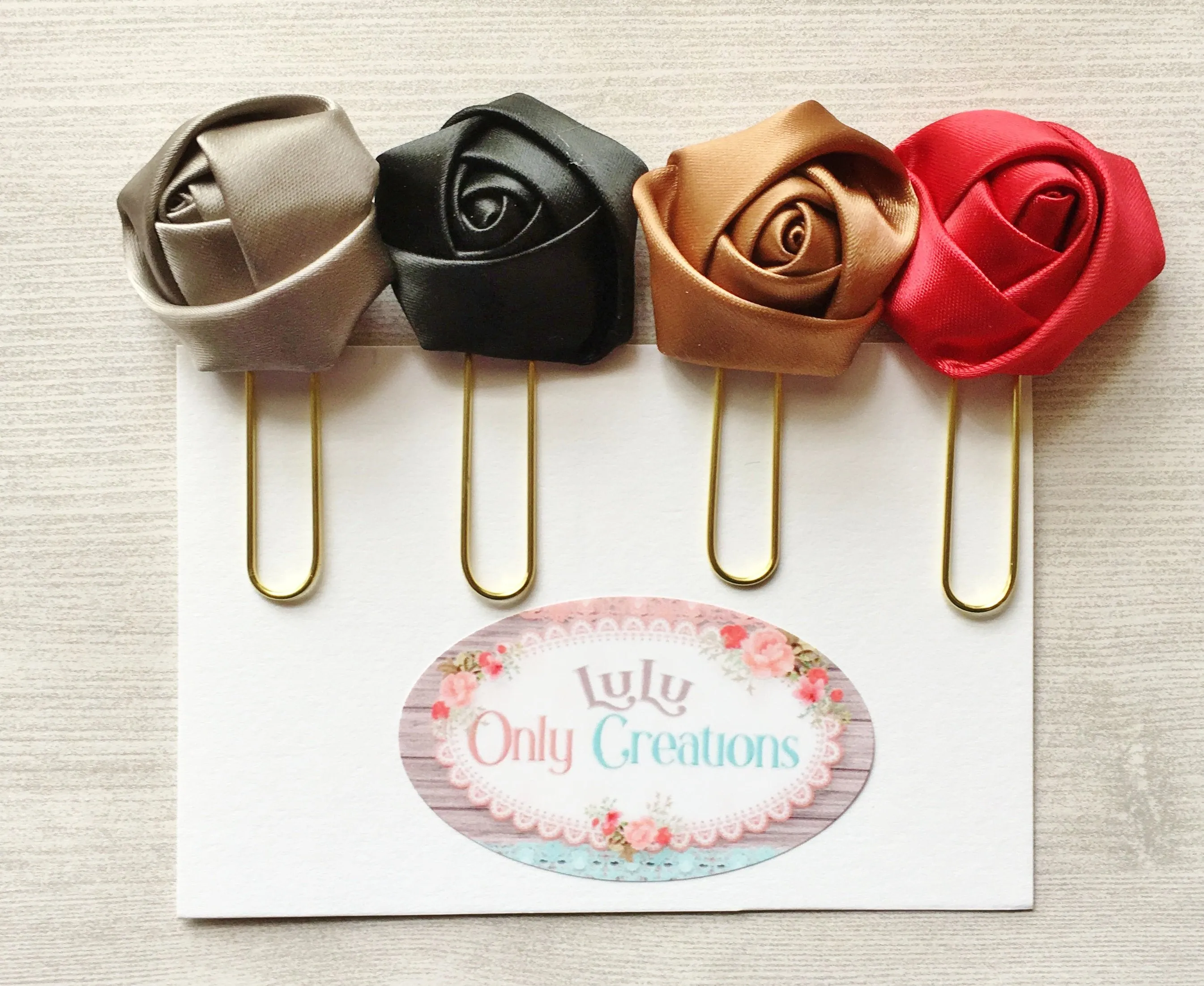 Silk Rosette Planner Clips, Set of 4