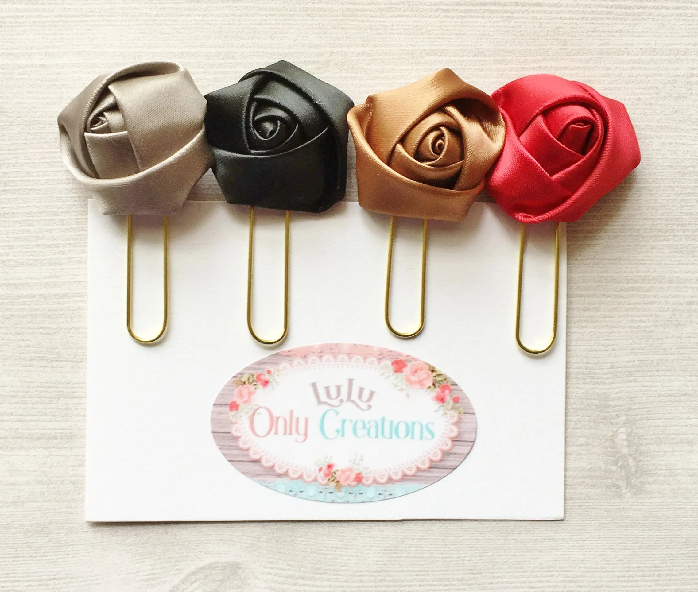 Silk Rosette Planner Clips, Set of 4