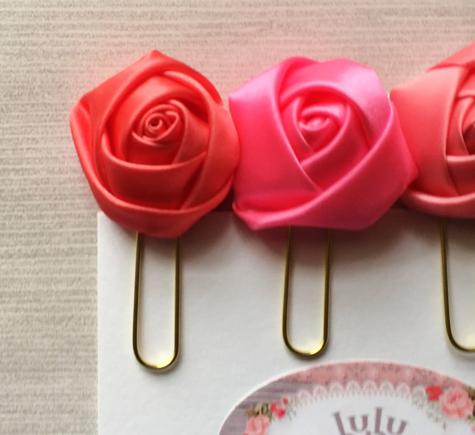 Silk Rosette Planner Clips, Set of 4