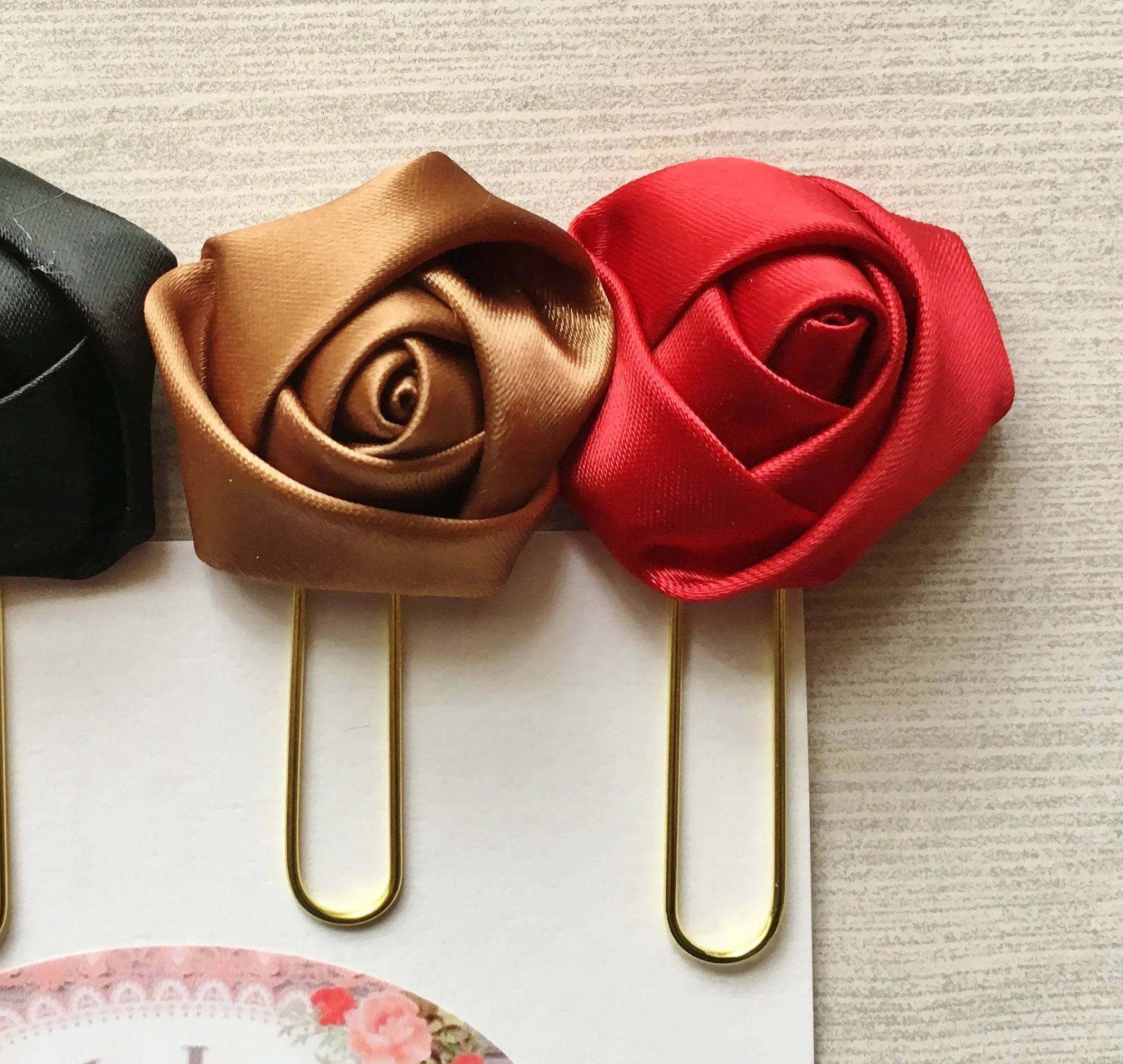 Silk Rosette Planner Clips, Set of 4