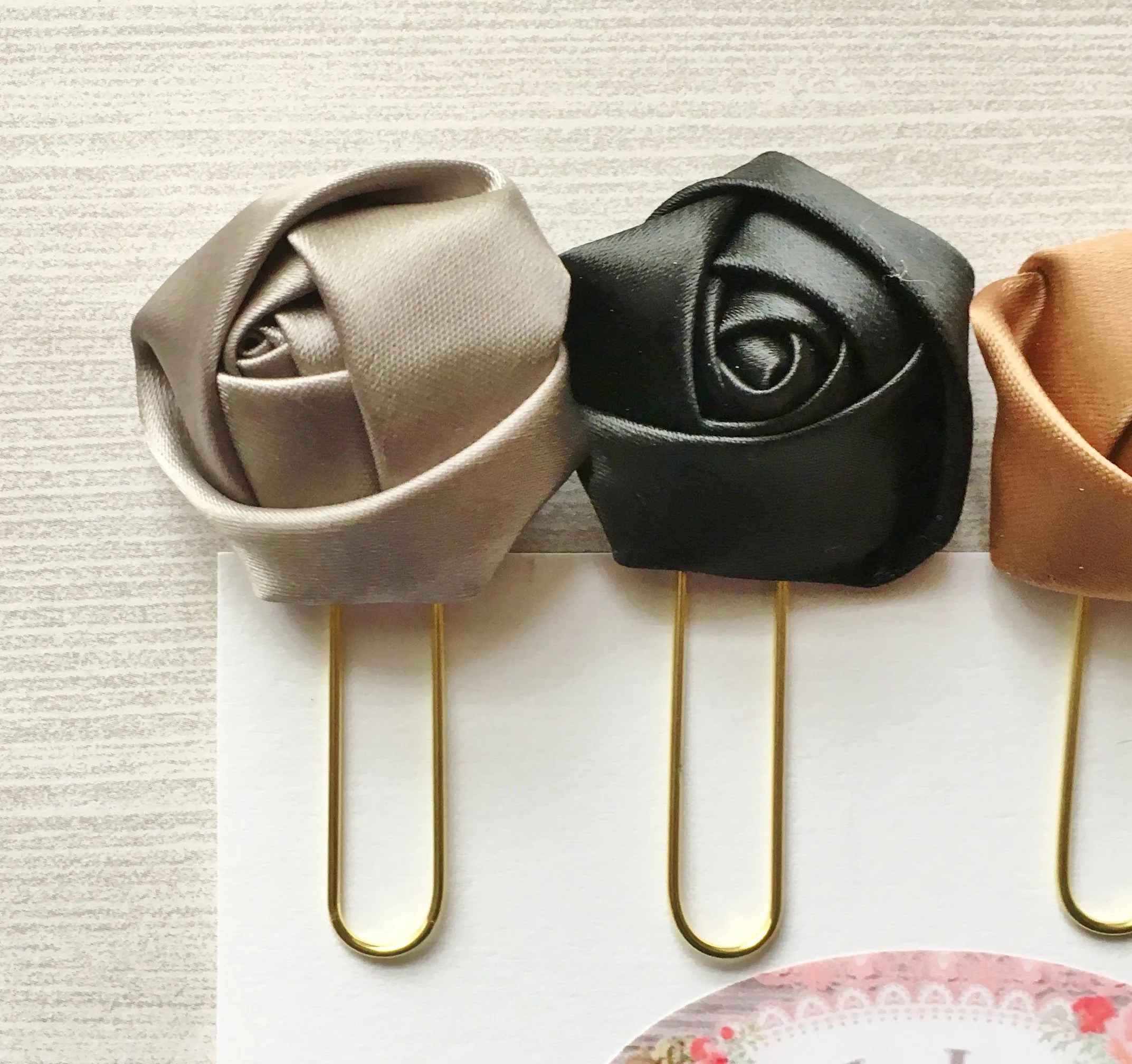 Silk Rosette Planner Clips, Set of 4