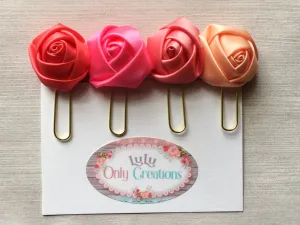 Silk Rosette Planner Clips, Set of 4