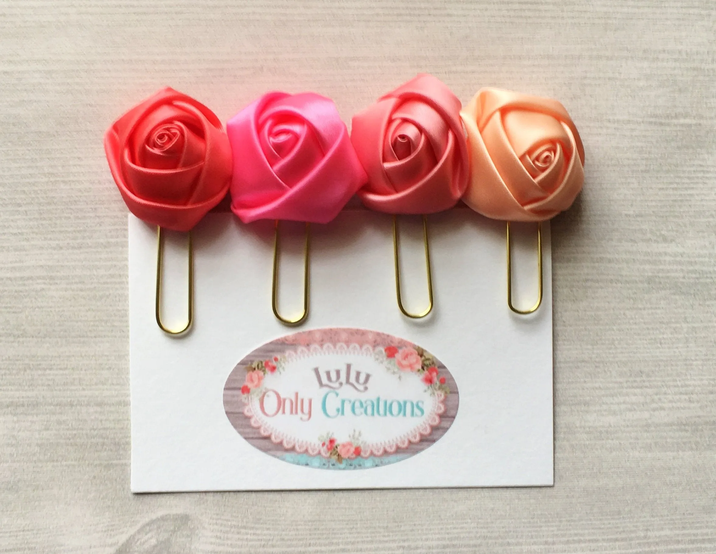 Silk Rosette Planner Clips, Set of 4