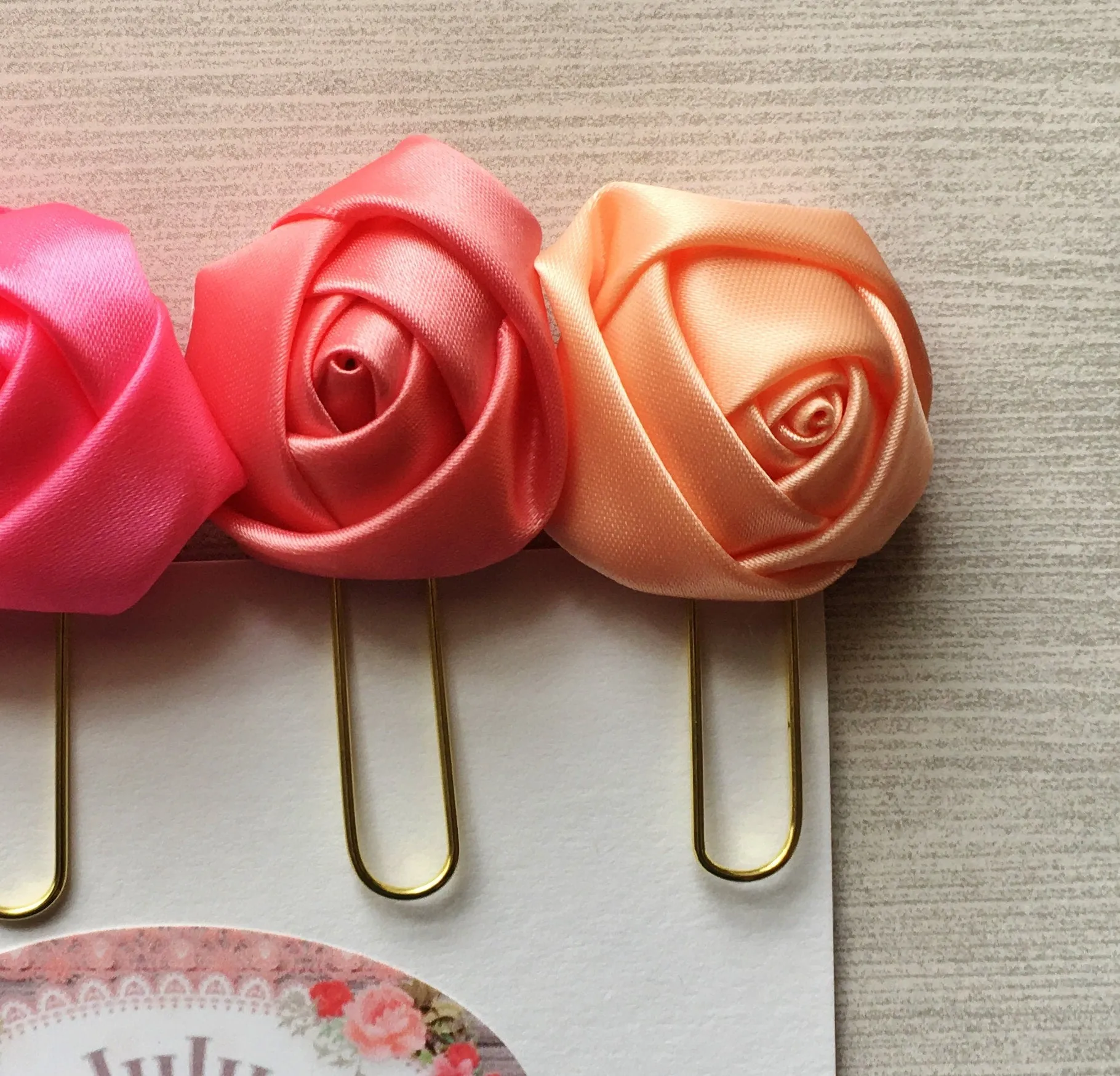 Silk Rosette Planner Clips, Set of 4
