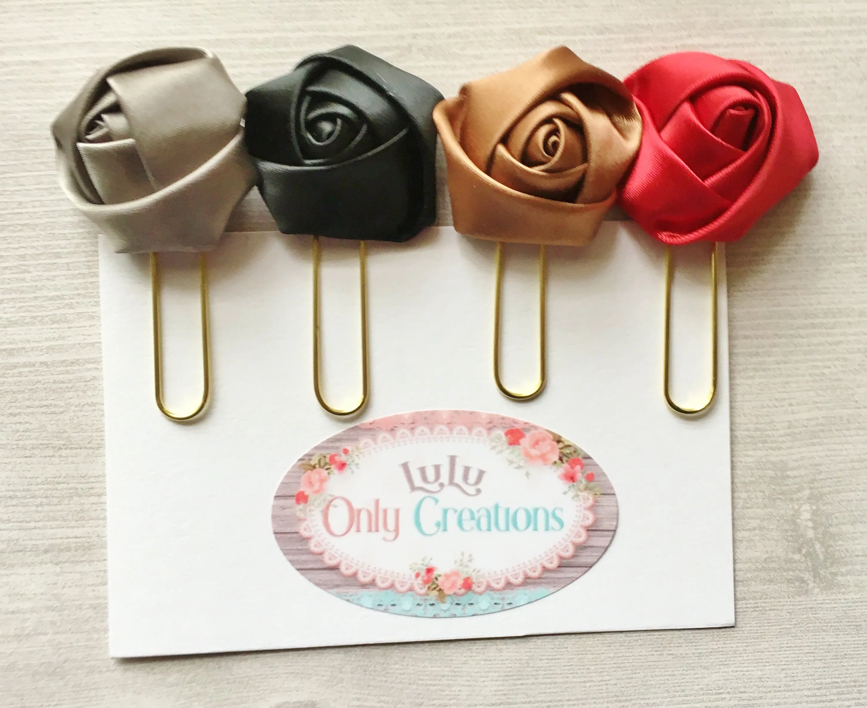 Silk Rosette Planner Clips, Set of 4