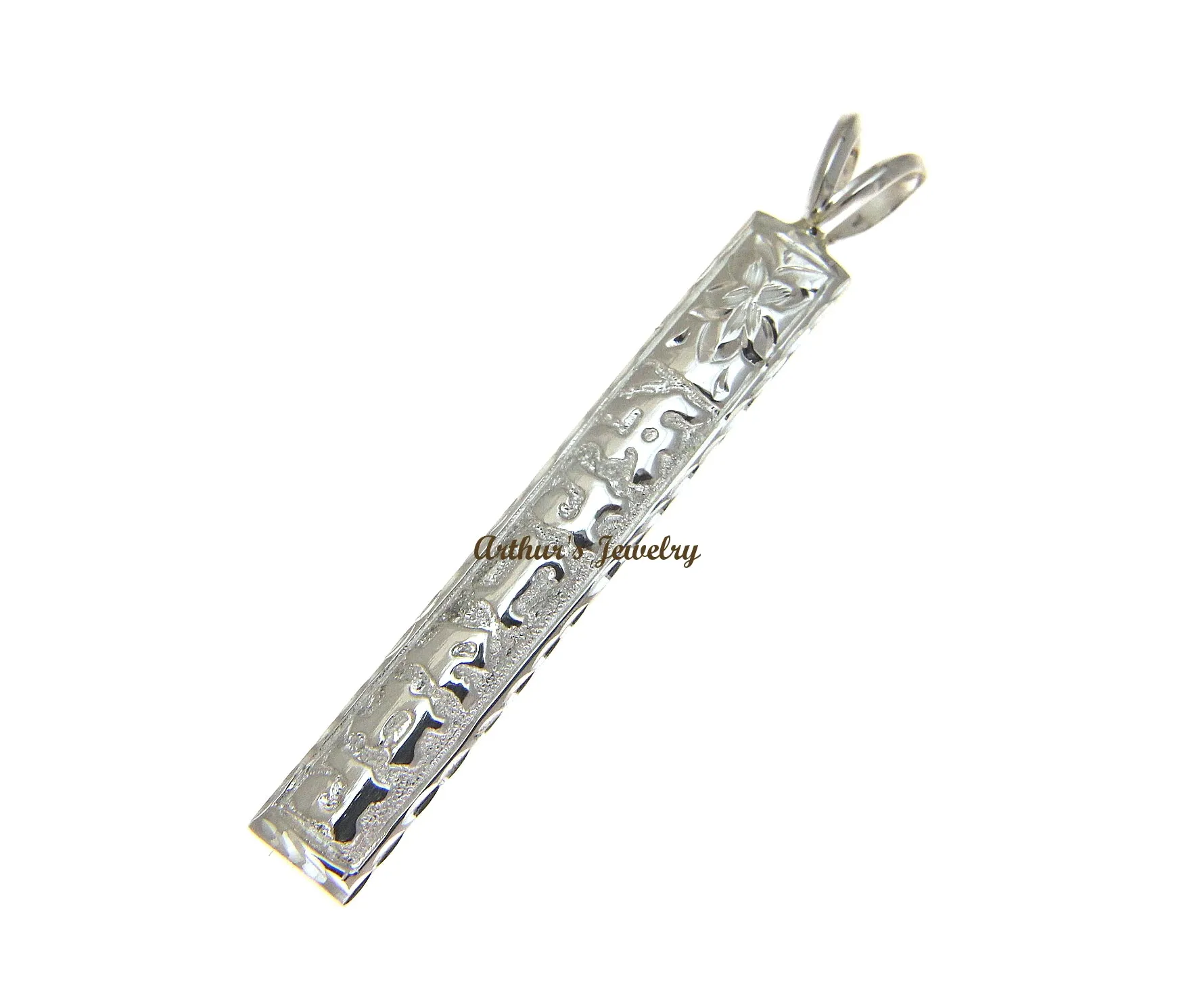 SILVER 925 CUSTOM MADE PERSONALIZED HAWAIIAN PLUMERIA RAISED LETTER PENDANT 10MM
