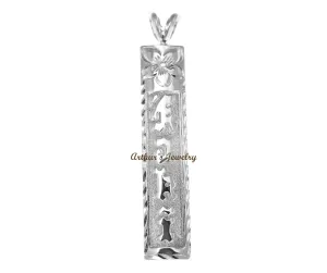SILVER 925 CUSTOM MADE PERSONALIZED HAWAIIAN PLUMERIA RAISED LETTER PENDANT 10MM