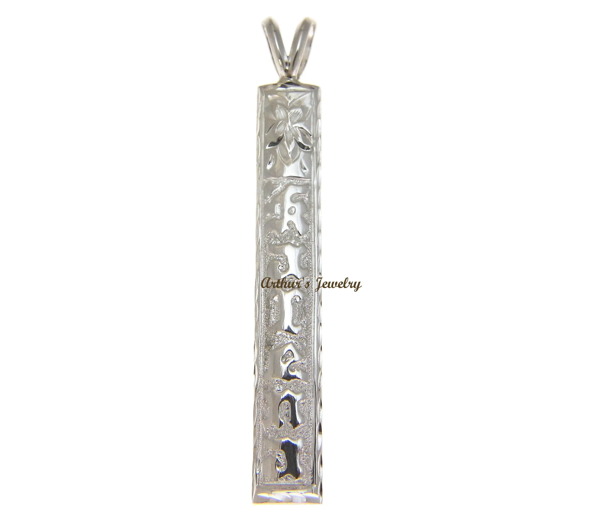 SILVER 925 CUSTOM MADE PERSONALIZED HAWAIIAN PLUMERIA RAISED LETTER PENDANT 6MM
