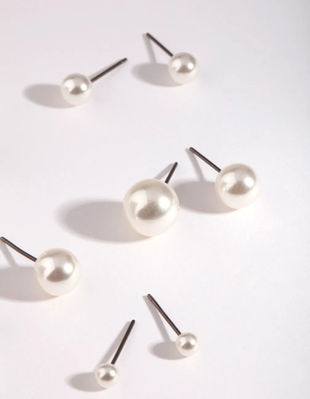 Silver Graduated Pearl Earring 5-Pack