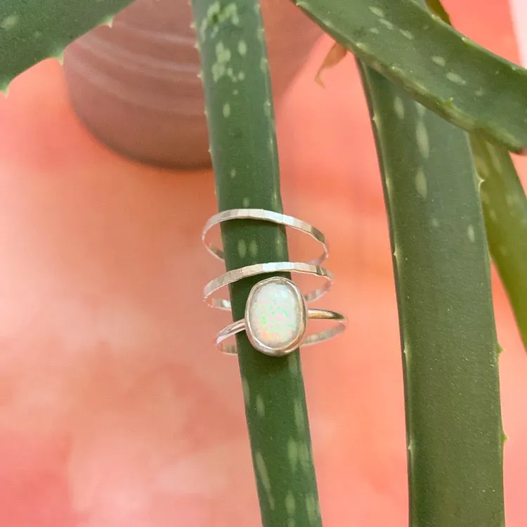 Silver Hammered Stacking Ring