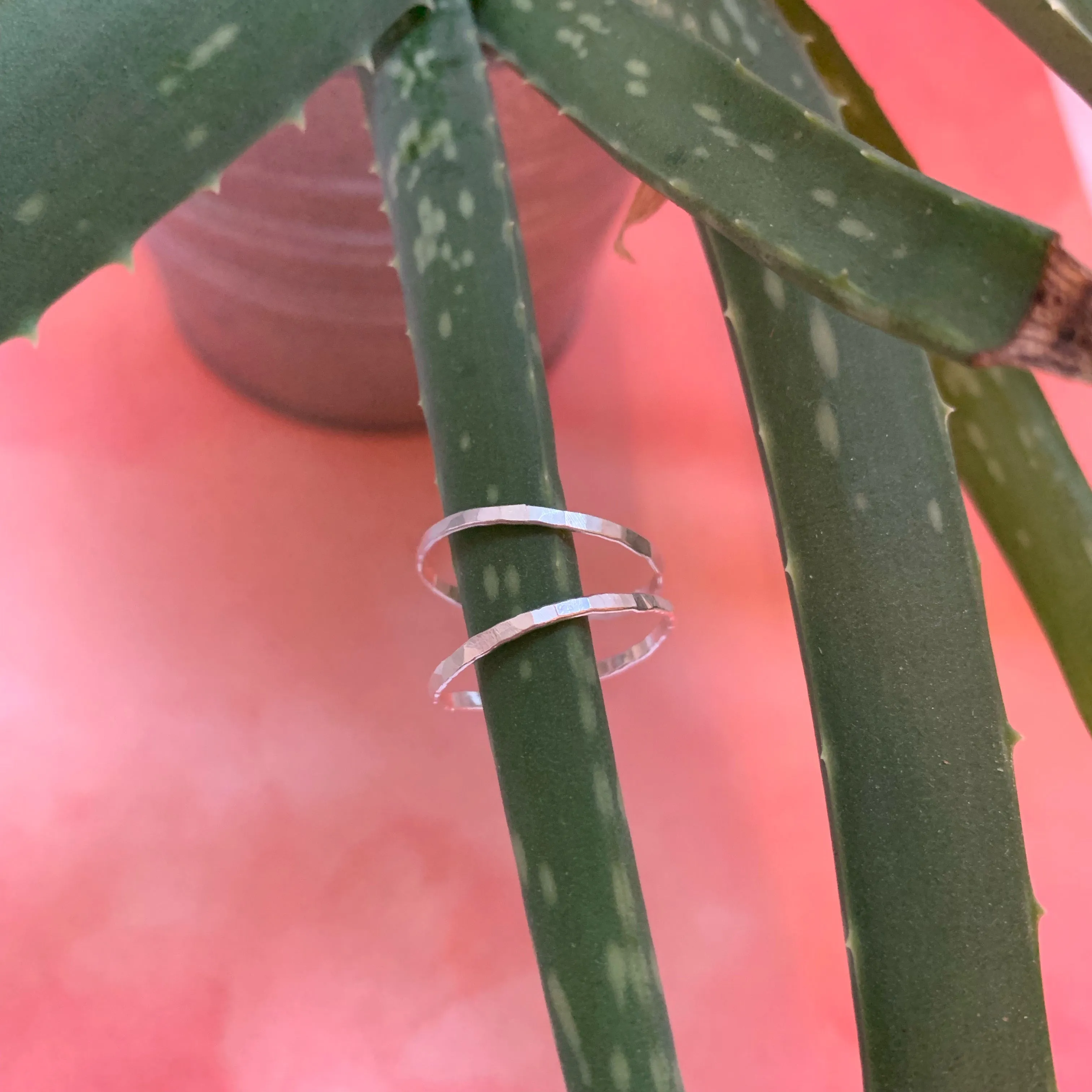 Silver Hammered Stacking Ring