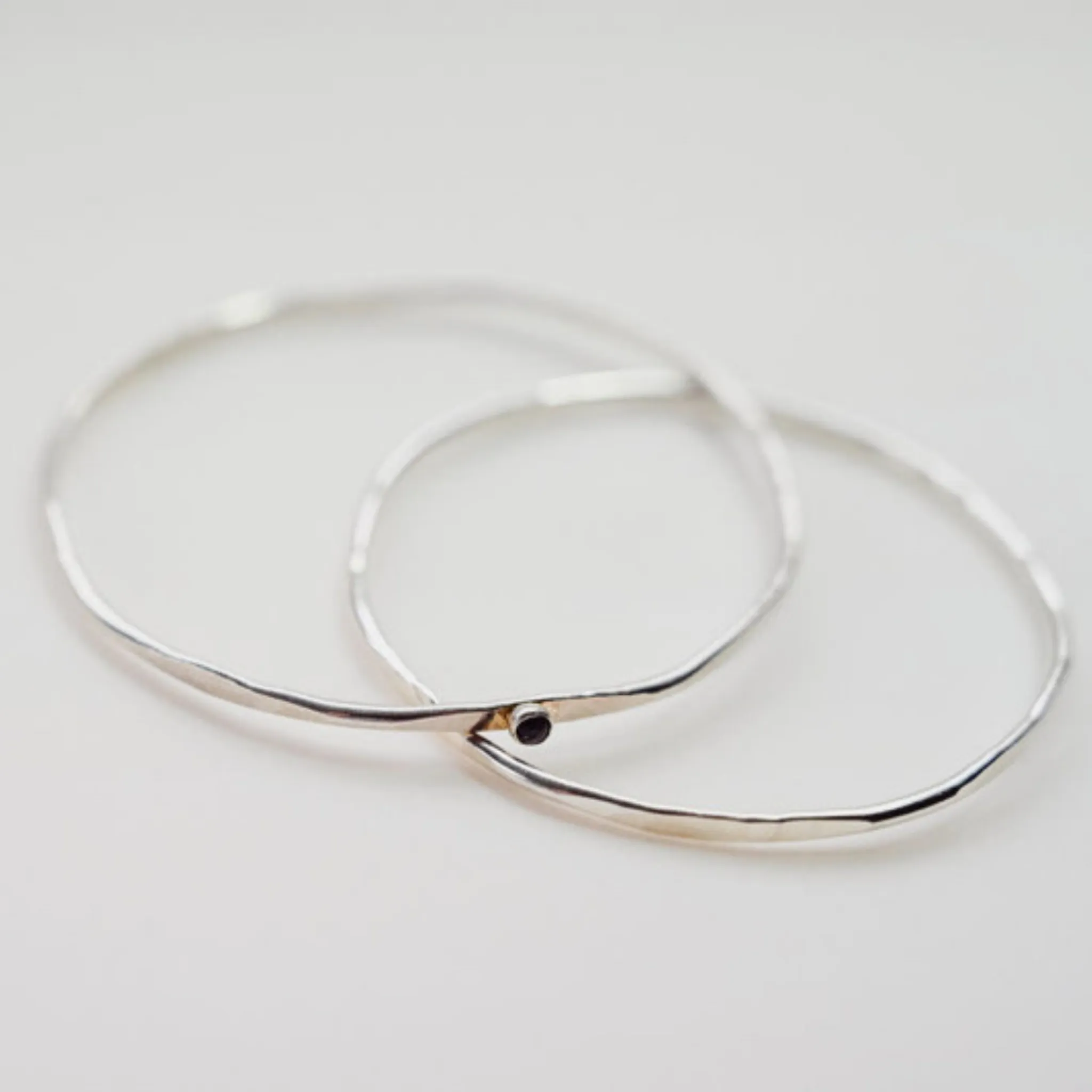 Silver Hex Bangle with Gemstone