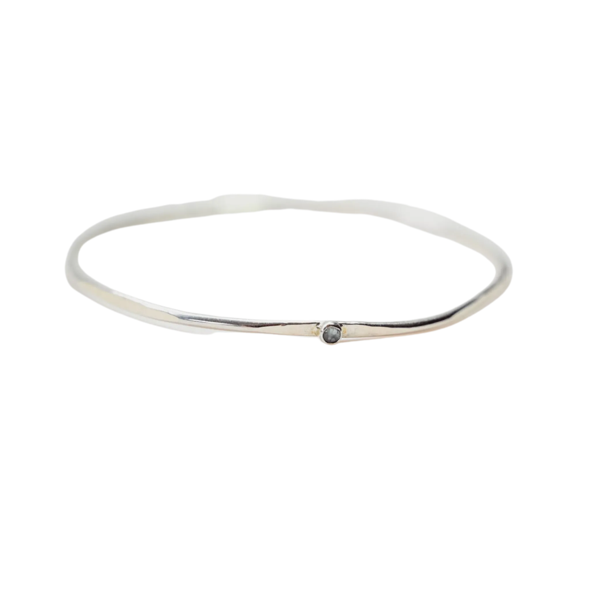 Silver Hex Bangle with Gemstone
