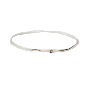 Silver Hex Bangle with Gemstone