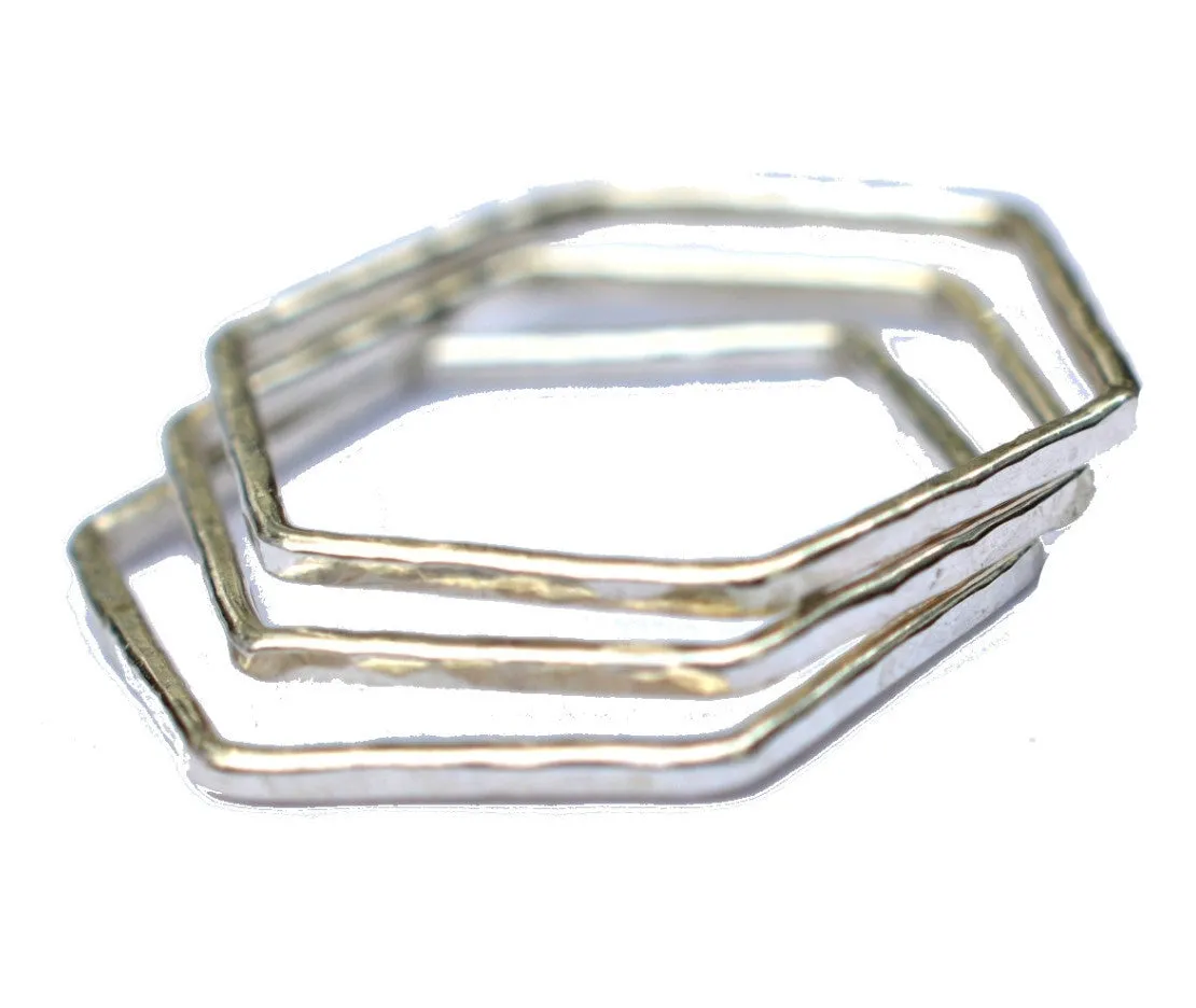 Silver Hexagon Stacking Ring