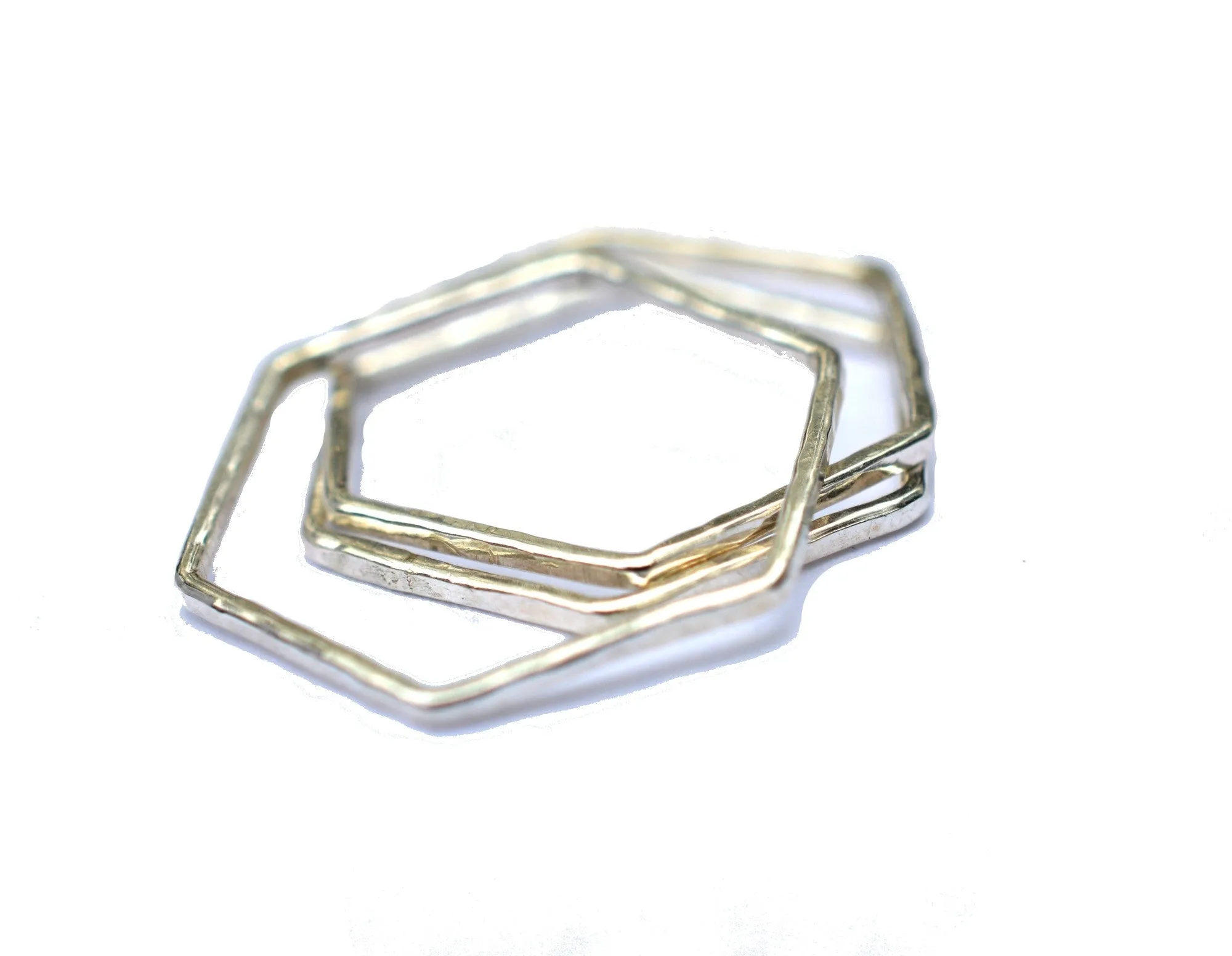 Silver Hexagon Stacking Ring
