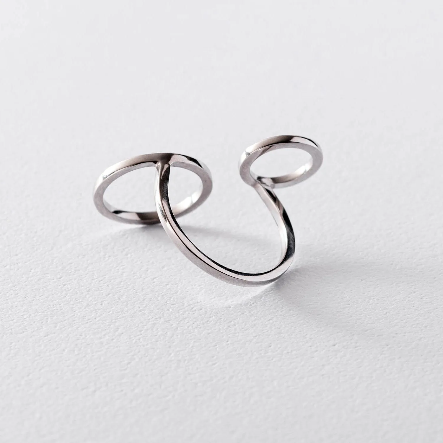 Silver Open Ring Geometric Design Women's Statement Jewelry